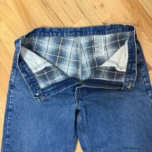 Carhartt Blue Denim Fleece Lined with Plaid Interior 38/32